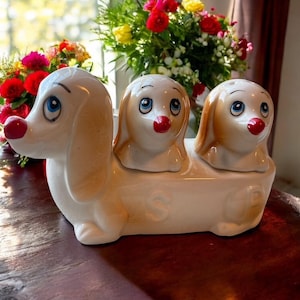 Vintage Dachshund Salt and Pepper Shakers Sausage Dog Kitchen Decor For Friends