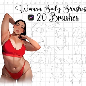 20 Procreate brushes figure stamps, women poses , anime manga guide