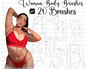 20 Procreate brushes figure stamps, women poses , anime manga guide