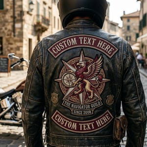 Custom Embroidered Large Back Jacket Patch | Biker Skull Wings Design | Iron On Sew On Motorcycle Group Patch |  Full Jacket Back Patch