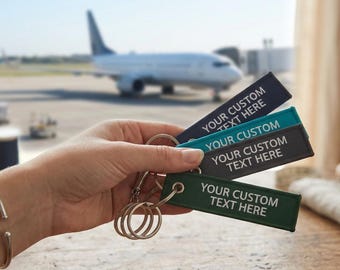 Custom Embroidered Keychain, Custom Flight Tag, Fast Shipping