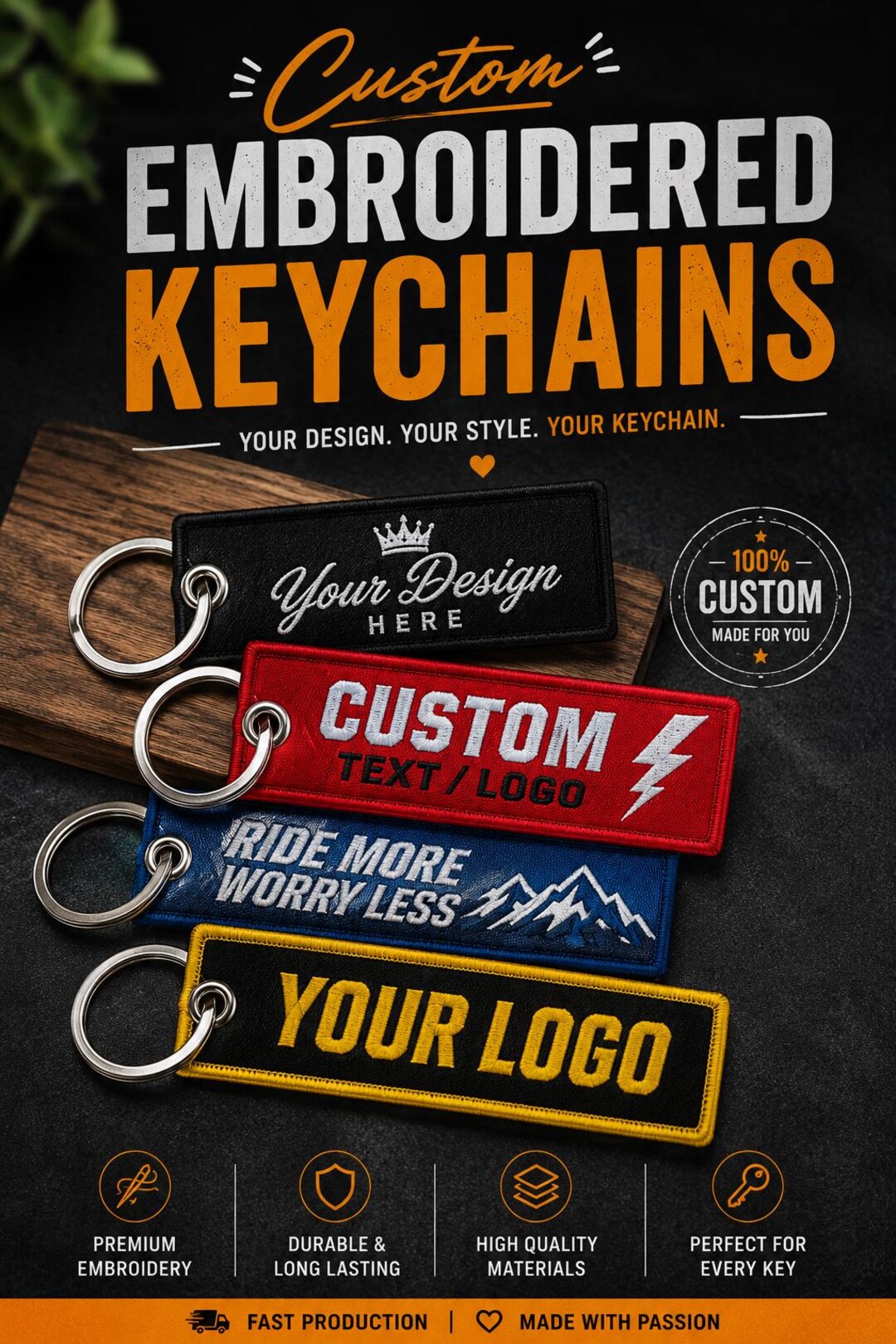 Custom Embroidered Keychains, Remove Before Flight Tags, Bulk Order ...