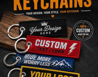 Custom Embroidered Keychains, Remove Before Flight Tags, Bulk Order Wholesale