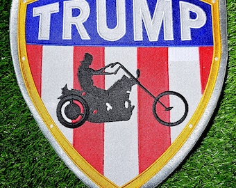 Large Biker Jacket Patch – Trump Design – 100% Embroidered (12-Inch)
