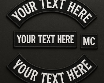 Custom Biker Patch Set, Embroidered Rocker Patches, Motorcycle Club Vest