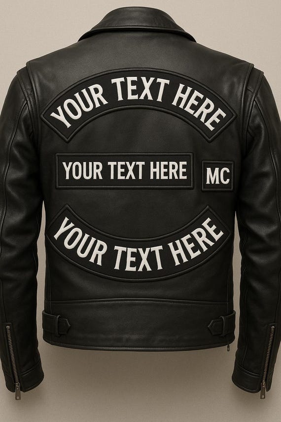 Custom Biker Rocker Pcs Set, for Biker Leather Vest, Free