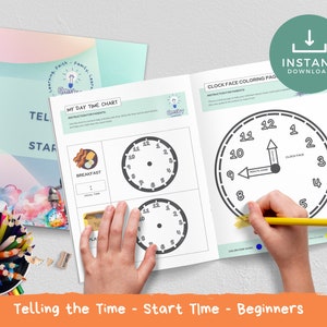 Telling the Time Preschool Learning, Preschool Printables, Clock Worksheet, Homeschool Printable, Learning Time Clock