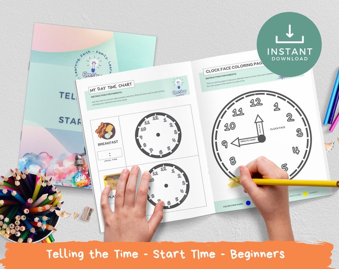 Time. Sign Eyfs Personalised Kids Learning to Tell the Time INSTANT DOWNLOAD, Telling ...
