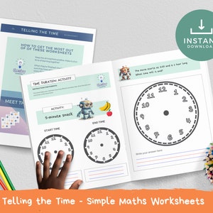 Telling Time, Digital Download, What Time Is It, Printable Activity Book, Homeschool Printable, Time Activity, Clock Activity