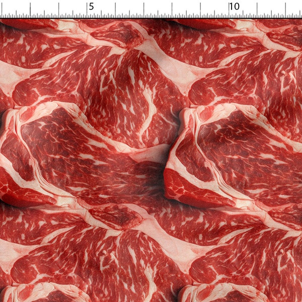 Fresh meat -  Meat Printed Fabric Meat Cotton Linen Silk Fabric - Fabric By The Yard/Metre