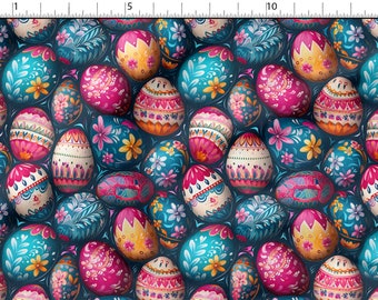 Happy easter -  Easter Printed Fabric Eggs Cotton Linen Silk Fabric - Fabric By The Yard/Metre