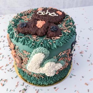 Woodland Animals Dog Birthday Cake – Personalized 5-Inch Double Layer Cake – Puppy 1st Birthday, Custom Dog Treat, Dog Lover Gift, Dog Mom