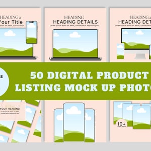 Etsy-Auflistungs-MockUp-Vorlagen Etsy MockUp MockUp für digitale Produkte Canva-Auflistungsvorlagen Verkaufen auf digitaler Planer-Mockup-Mockup-Vorlage