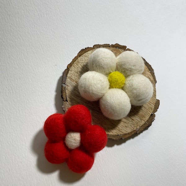 Needle felt ornament felt ball flower fridge magnet flower felt ball wool felt flower needle felt flower ball magnet flower felt ball flower