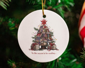 Adorno navideño de árbol de libros: regalo para amantes de los libros, agradecimiento para maestros