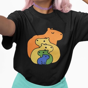 Capybara tee shirt, capybara lover gift, bright colorful kawaii t-shirt, back to school, teacher shirt, comfort colors, free shipping