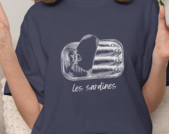 Les Sardines T-shirt: visconserven, comfortabele kleuren vintage Fisherman T-shirt