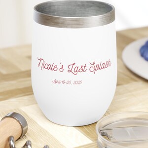 Último brindis en la costa: vaso de vino personalizado para despedida de soltera: recuerdos personalizados, copas, brindis con champán, último chapuzón