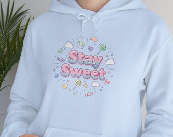 Stay Sweet Hoodie, Candy Kawaii Pastel y2k Revival hooded sweatshirt, gift for teen