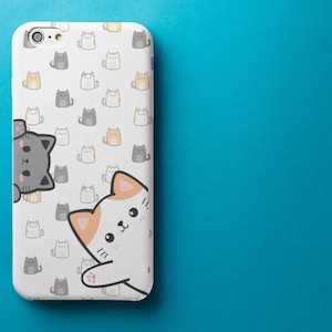 Kitty kawaii phone case cute iPhone galaxy case  pixel phone case kitty waving hello protective durable tough case