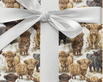 Highland Mini Cow Glossy Wrapping Paper, Farmhouse Gift Wrap