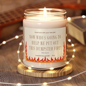 Cadeau amusant de départ d'un collègue : bougie de soja parfumée Dumpster Fire