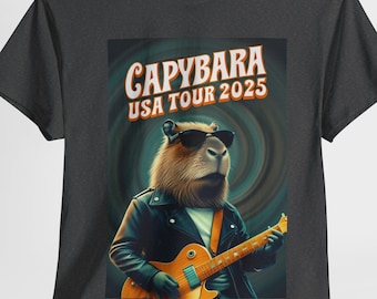 Zabawna koszulka z kapibarą: Koncert rockowy retro lat 80. w USA