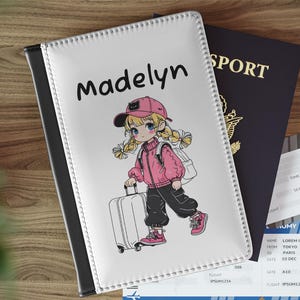 Personalized Kawaii Anime Passport Cover: Custom Name RFID Travel Wallet