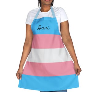 Personalized Trans Pride Apron: Custom Name, Chef Gift, Polyester Canvas