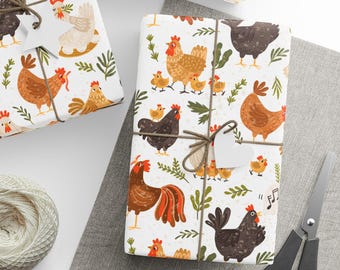 Farmhouse Mother Hen & Chicks Wrapping Paper: Rustic Gift Wrap