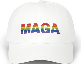 Rainbow MAGA gay again Hat: Embroidered LGBTQ+ Pride Cap, anti trump protest gear