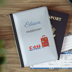 Capa de passaporte personalizada para crianças, carteira de viagem fofa para crianças, vermelha, azul, porta-identidade, RFID, presente de viagem para bebê, iniciais personalizadas