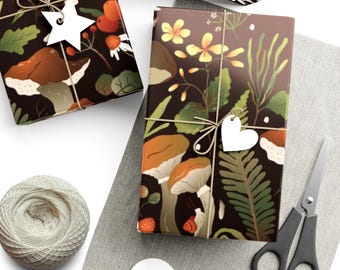 Magical Mushroom Wrapping Paper: Cottagecore Woodland Gift Wrap, all occasion birthday