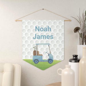Banderín, decoración infantil de golf personalizada, pancarta con nombre personalizado, habitación infantil