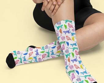 Rainbow Kitty Socks: Fun Colorful Cat Lover Gift, Teacher appreciation
