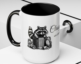 Raccoon Mug: Classy Trash Panda Ceramic Coffee Cup, Funny Animal Lover Gift