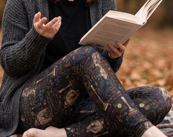Leggings de biblioteca de estilo Dark Academia, pantalones de yoga góticos para amantes de los libros, regalo Witchcore