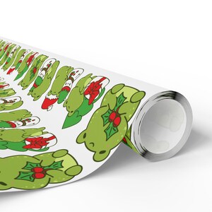 Kawaii Frog Christmas Wrapping Paper, Festive Wrap image 10