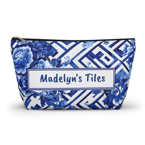 Personalized Mahjong Tile Bag: Chinoiserie Zipper Pouch