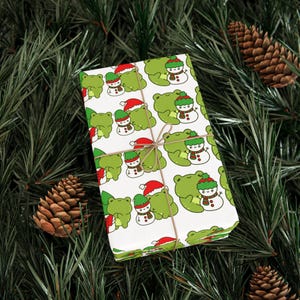 Kawaii Frog Christmas Wrapping Paper, Festive Wrap image 7