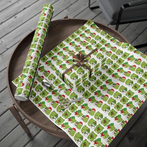Kawaii Frog Christmas Wrapping Paper, Festive Wrap image 2