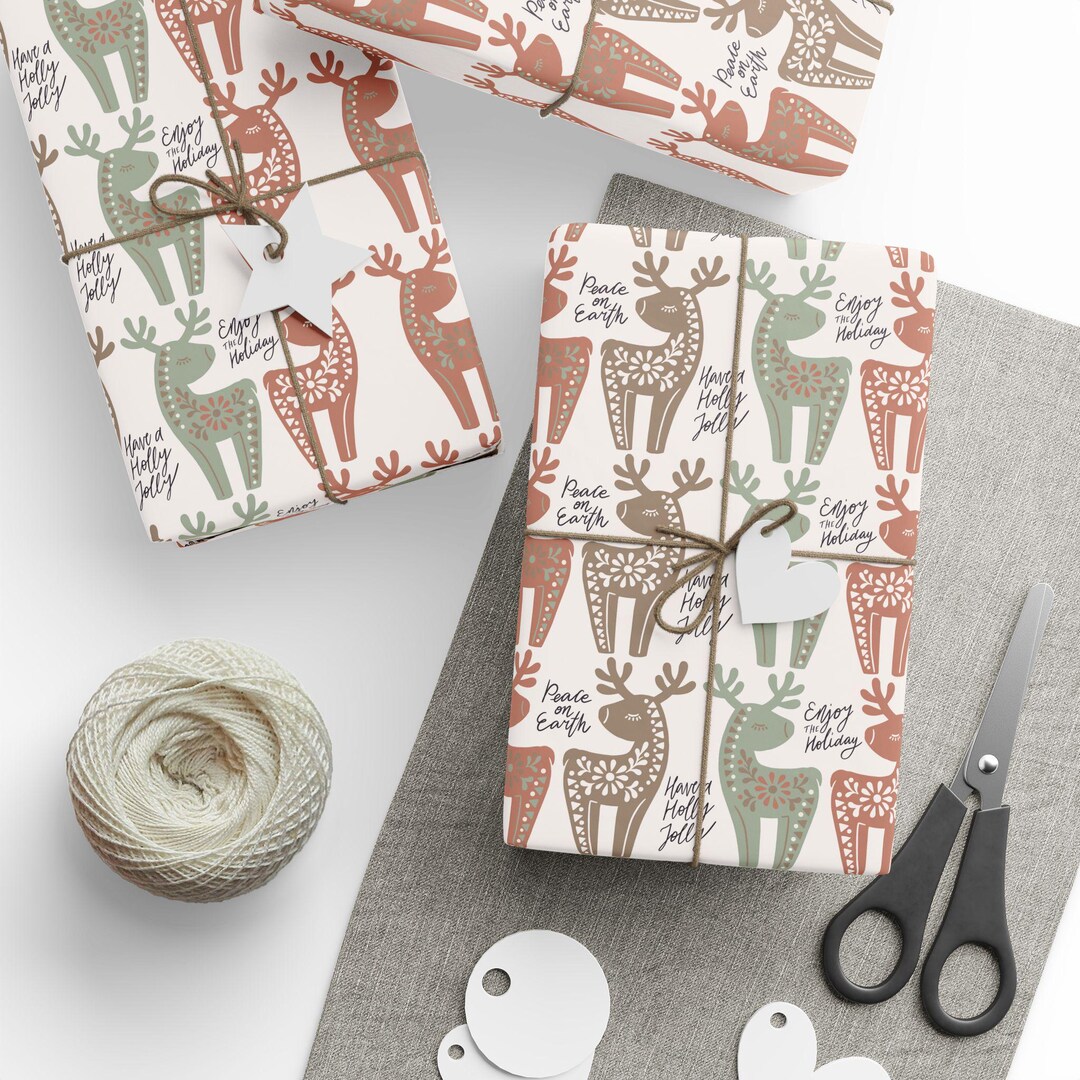 Hygge Reindeer Wrapping Paper Roll – Scandinavian Christmas Gift