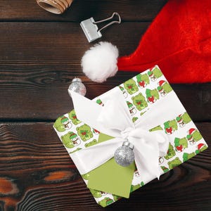 Kawaii Frog Christmas Wrapping Paper, Festive Wrap image 6