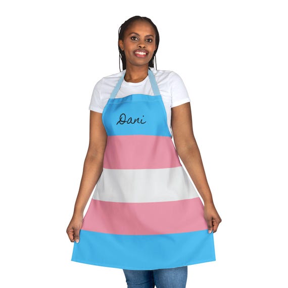 Personalized Trans Pride Apron: Custom Name, Chef Gift, Polyester Canvas