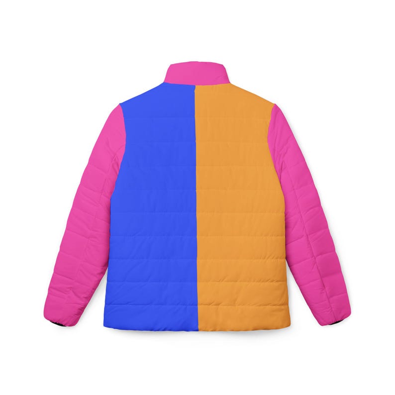 Retro Color Block Jacket Puffer Jacket, Bright Retro Color Block Winter Coat, 80s 90s Jacket ...
