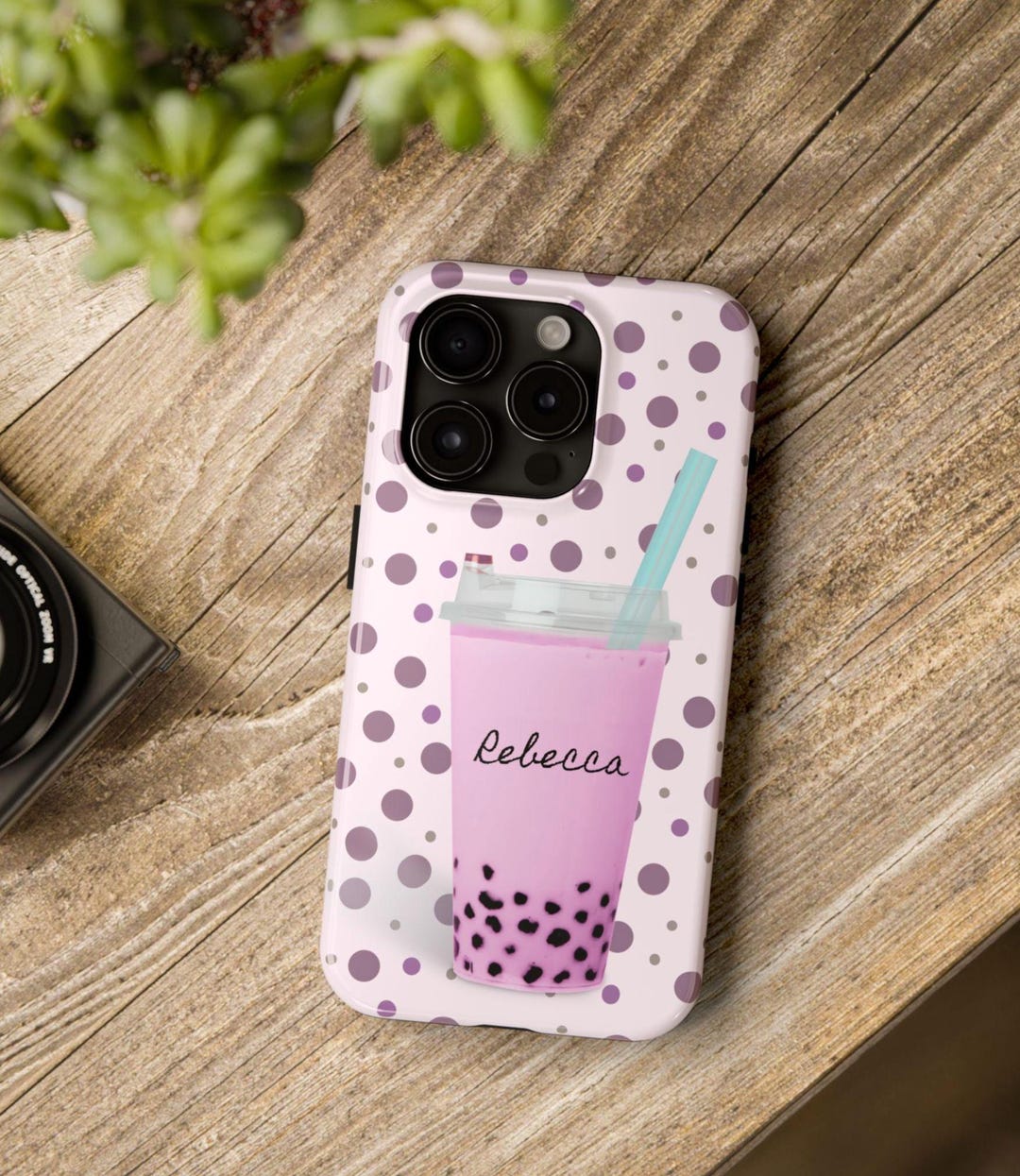 Custom iPhone 17 Case, Boba Bubble Tea With Name, Personalized Kawaii ...