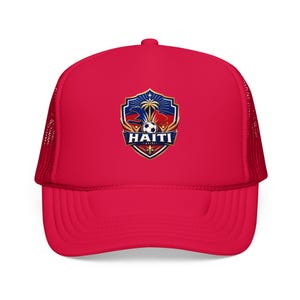Haitian Soccer Team Trucker Hat, 2026 Fan Gear, US MEX CAN Ayiti Grenadye Grenadiers foam mesh cap Red