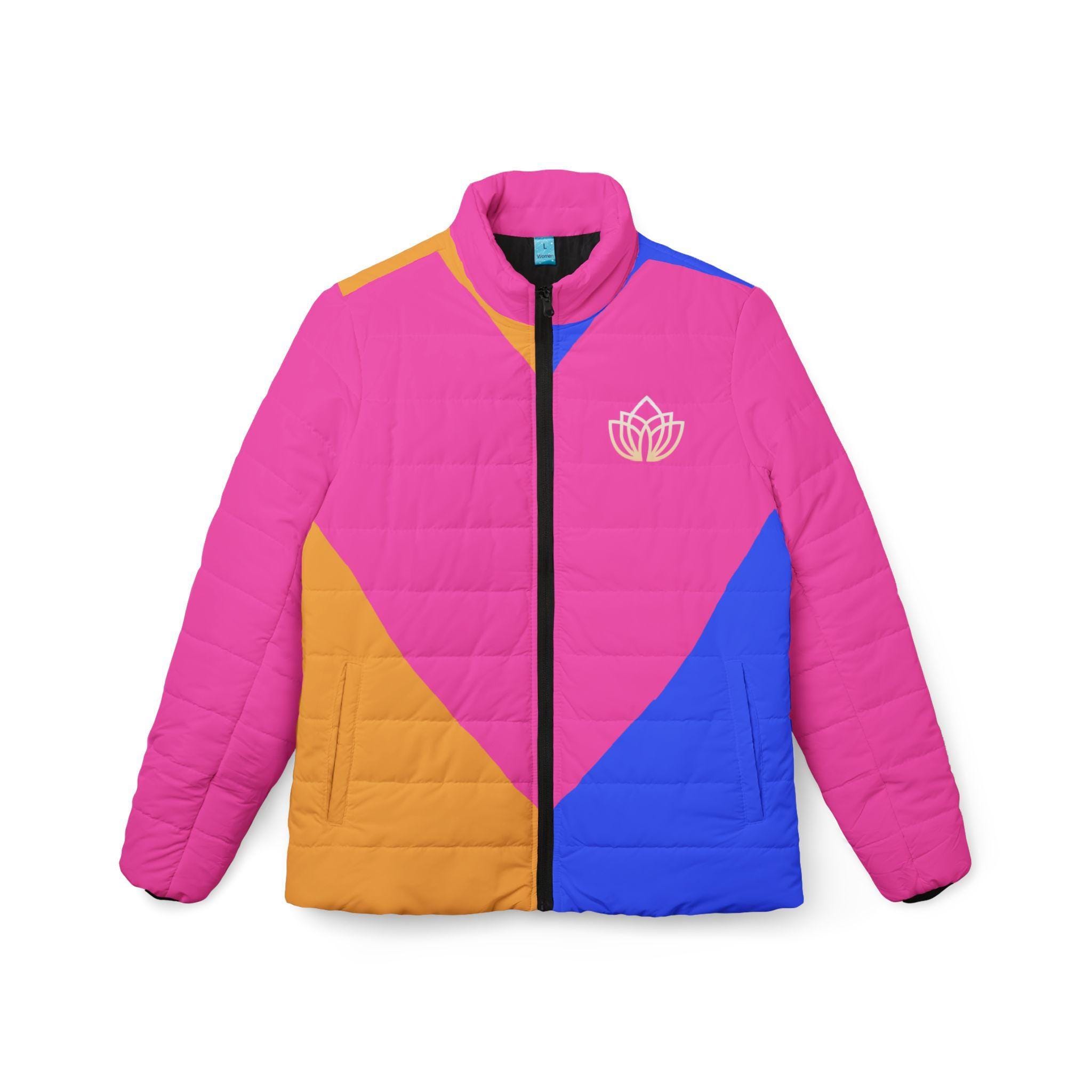 Retro Color Block Jacket Puffer Jacket, Bright Retro Color Block Winter Coat, 80s 90s Jacket ...