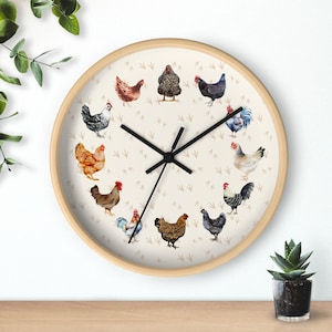 Chicken Wall Clock, Rustic Kitchen Decor, Country Style decor, Farm Animal Gift, Chicken Lover&#39;s Wall Art, free shipping