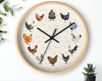 Relógio de parede em forma de galinha: decoração rústica para cozinha estilo fazenda, presente para amantes de galinhas